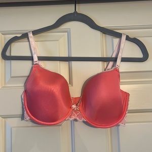 Adore Me pink bra with lace trim